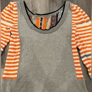 Women’s Free People Grey & Striped Orange & White Sweater Size M